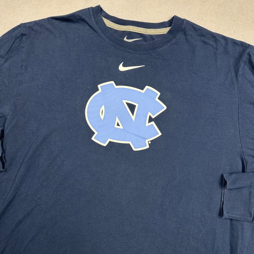 Nike UNC North Carolina Tar Heels Long Sleeve T-Shirt Mens XL Navy Blue NCAA